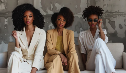 Three Black women seated together, powerful and composed