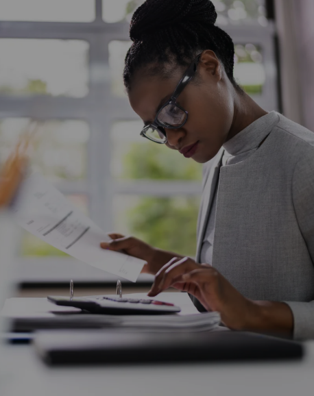 Black woman working with documents