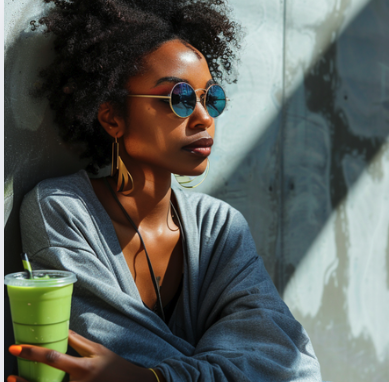 Black woman reflecting in sunlight