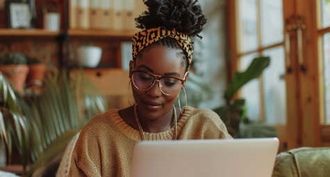 Black woman working intentionally